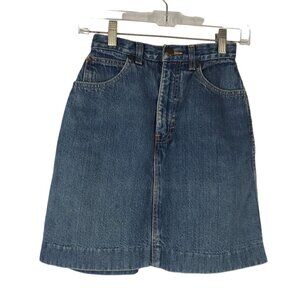 VINTAGE BROOKS - WOMEN'S 3/4 - BLUE DENIM JEAN HIGH RISE JEAN SKIRT